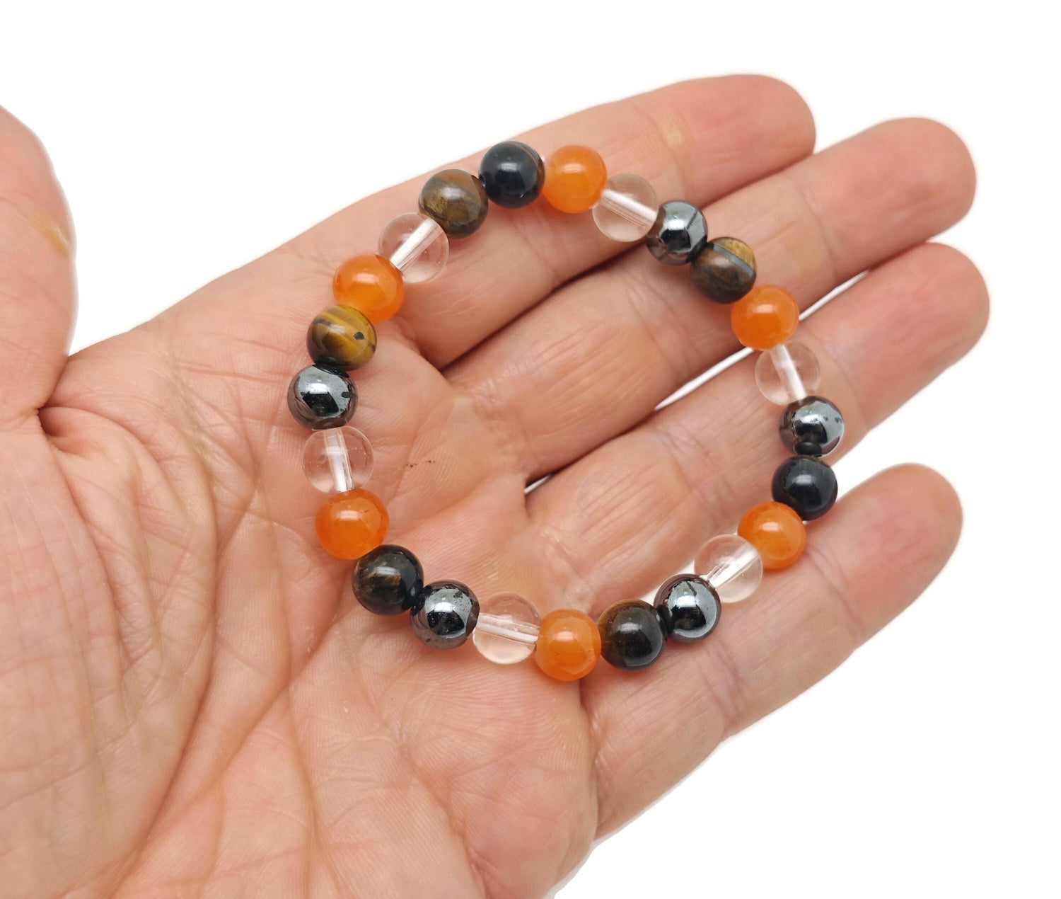 Handmade Confidence Gemstone Bracelet by GemstoneGO with colorful stones on an elastic band, designed for positive intention.