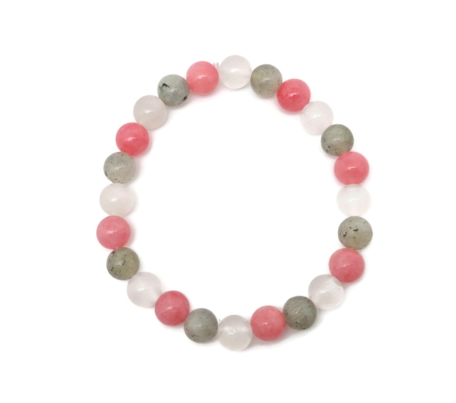 Handmade energy gemstone bracelet with colorful beads and adjustable cord, designed for positive intentions and style.