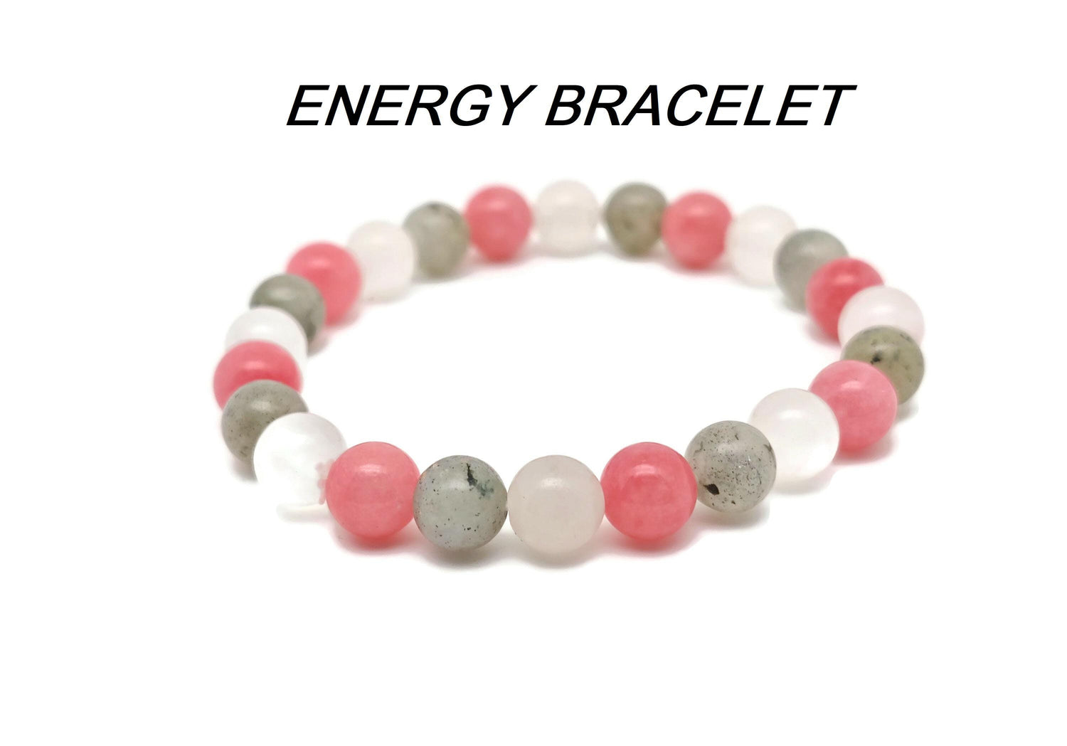Handmade energy gemstone bracelet with colorful beads and adjustable cord, designed for positive intentions and spiritual wellness.