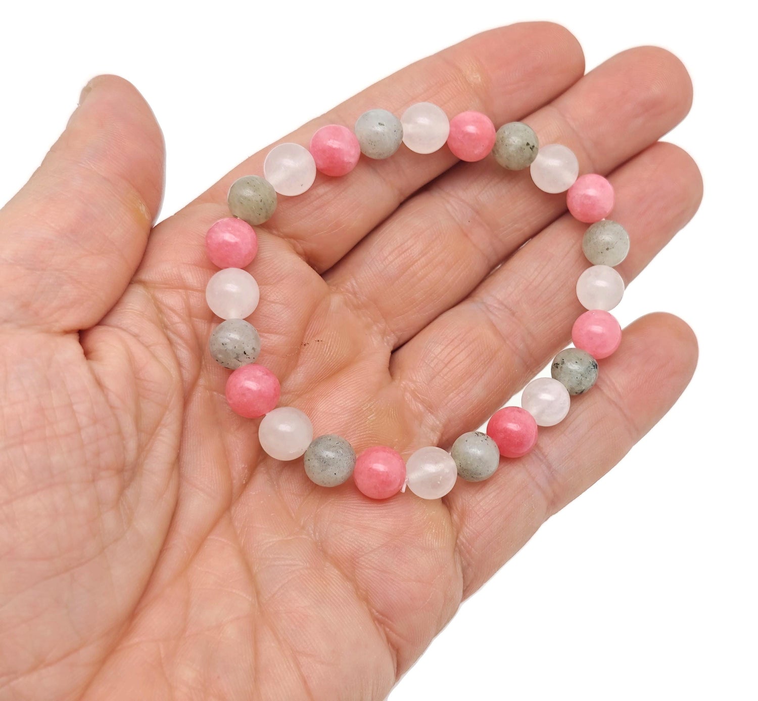Handmade energy gemstone bracelet with colorful beads, designed as an intention bracelet by GemstoneGO.