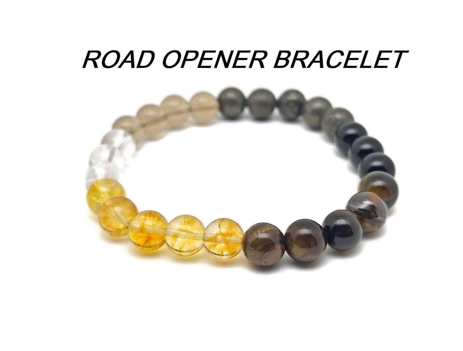 Handmade Road Opener gemstone bracelet with colorful beads and adjustable cord, designed for intention and positive energy.