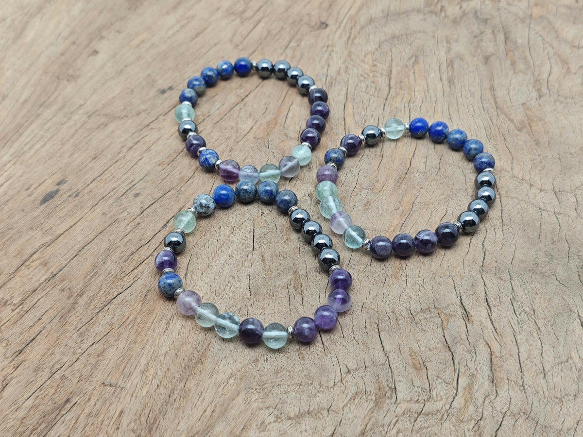 Handmade gemstone memory bracelet with colorful beads and charm, designed for intention and personal meaning, by GemstoneGO.