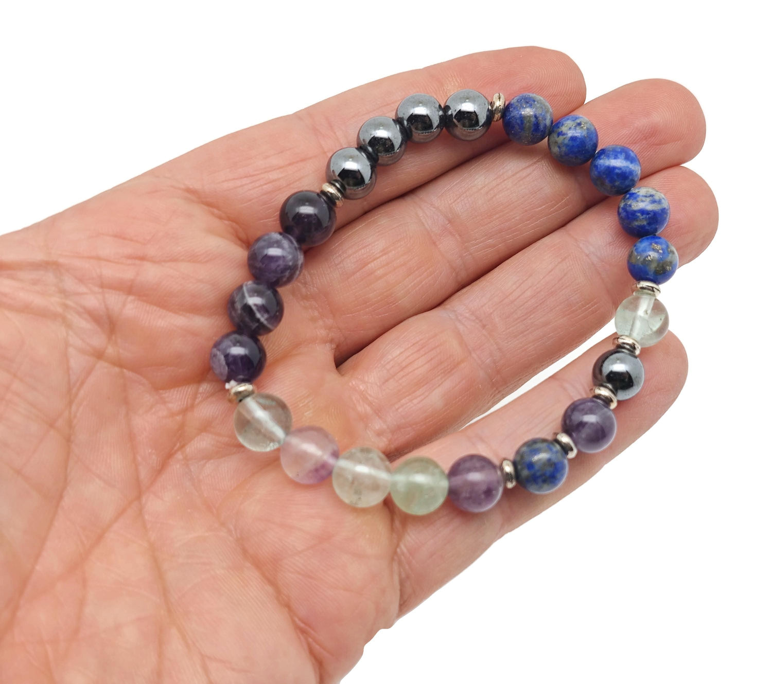 Handmade gemstone memory bracelet with colorful beads and charm, designed as an intention bracelet by GemstoneGO.