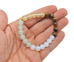 Handmade Lucky Wealth gemstone bracelet with colorful beads and adjustable cord, designed for positive intentions and good fortune.