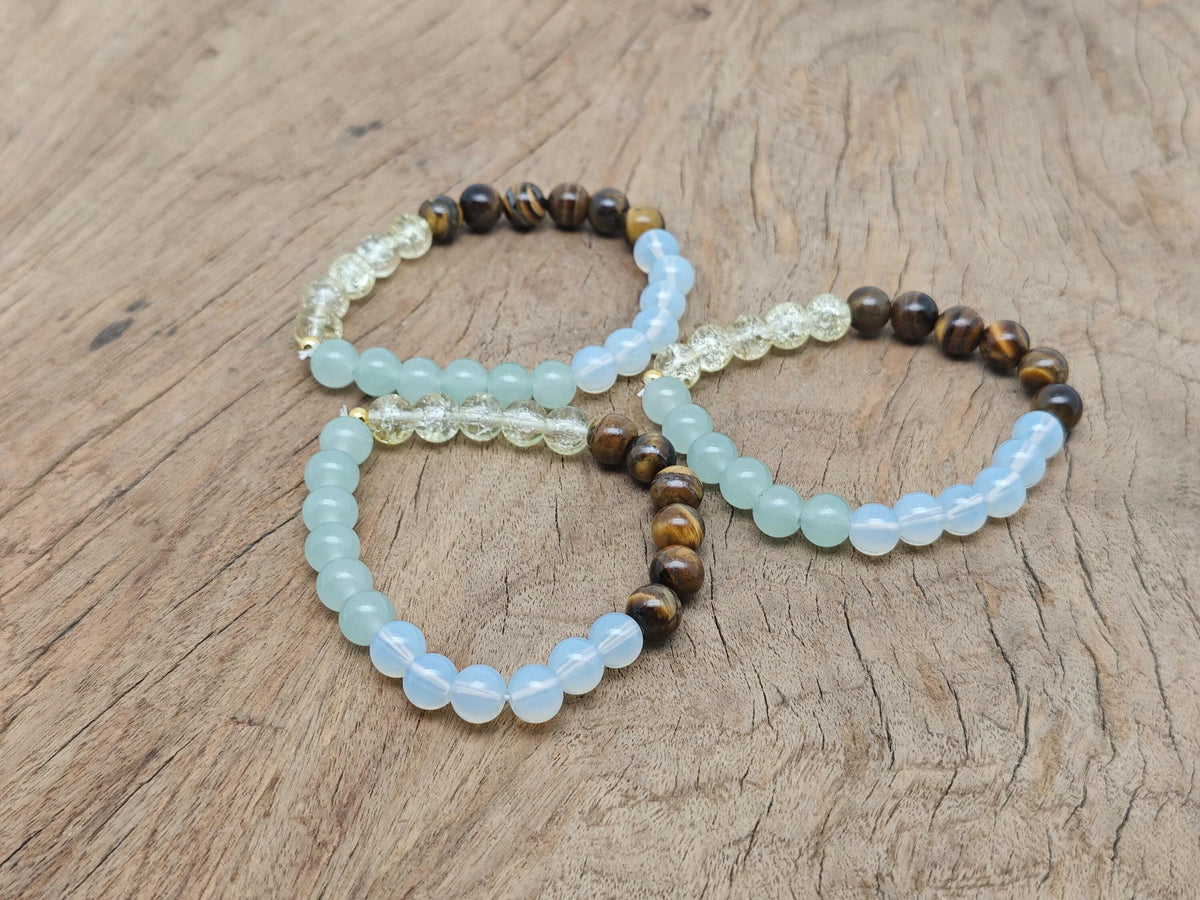 Handmade Lucky Wealth gemstone bracelet with colorful beads, designed for positive intention and prosperity by GemstoneGO.