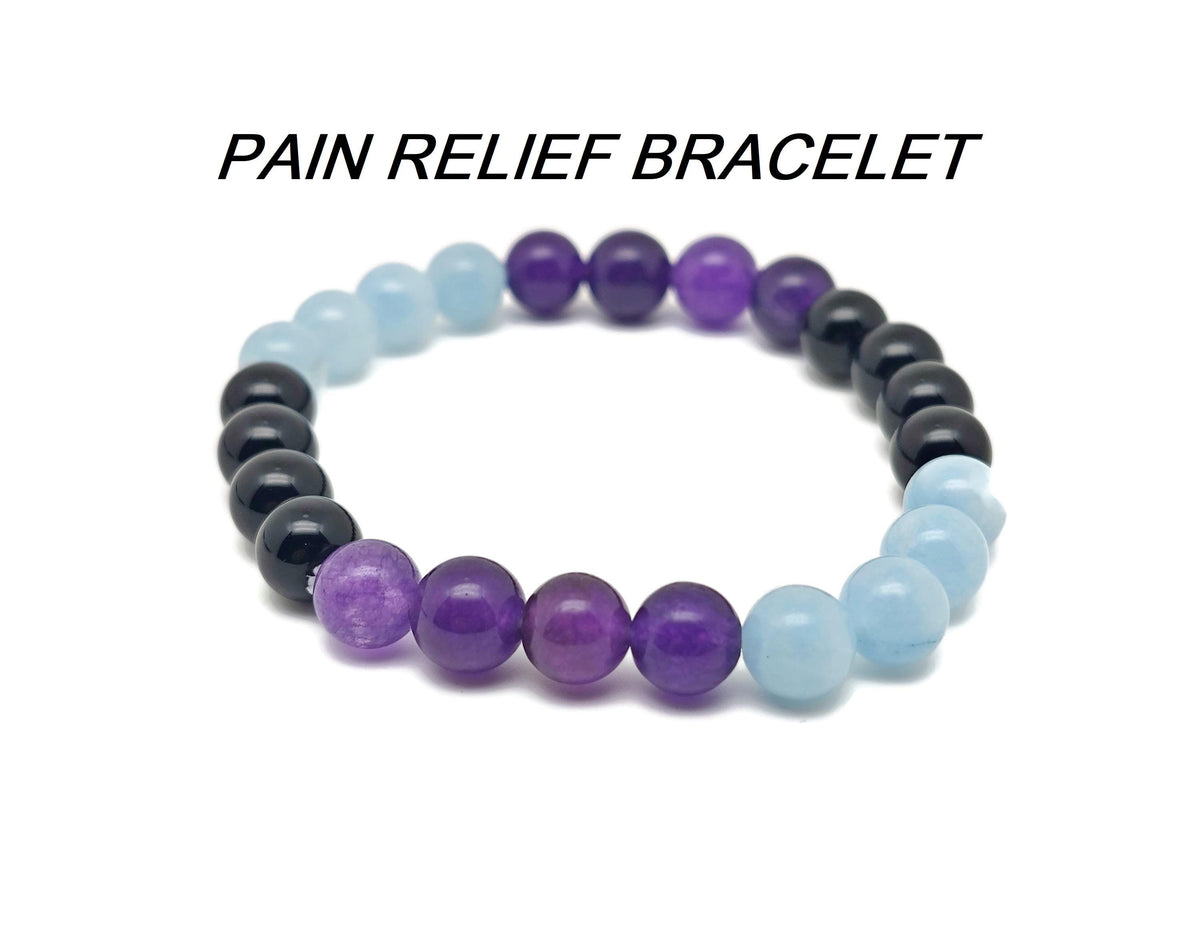 Handmade gemstone pain relief bracelet with colorful stones, designed for healing and positive intention by GemstoneGO.