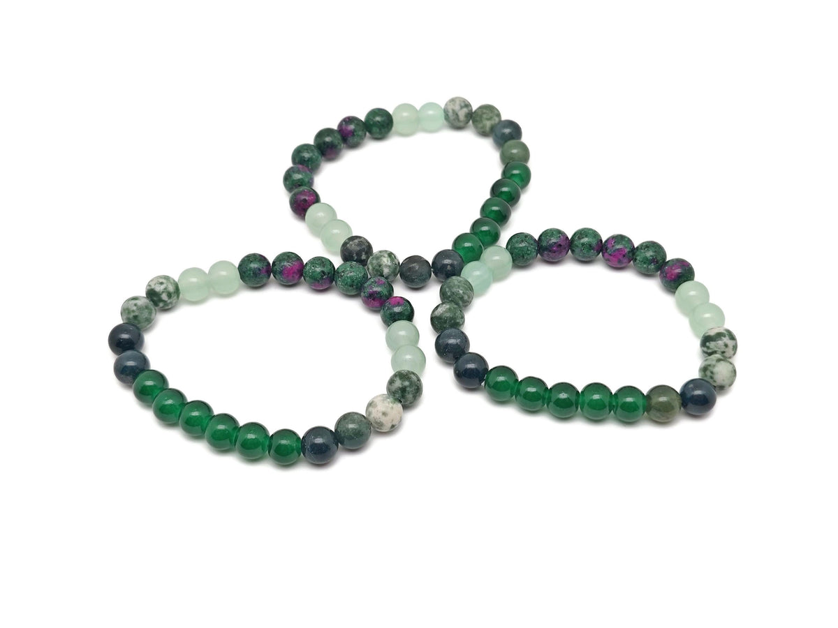 Handmade New Beginnings Gemstone Bracelet with colorful stones and adjustable cord, designed for intention and positivity.