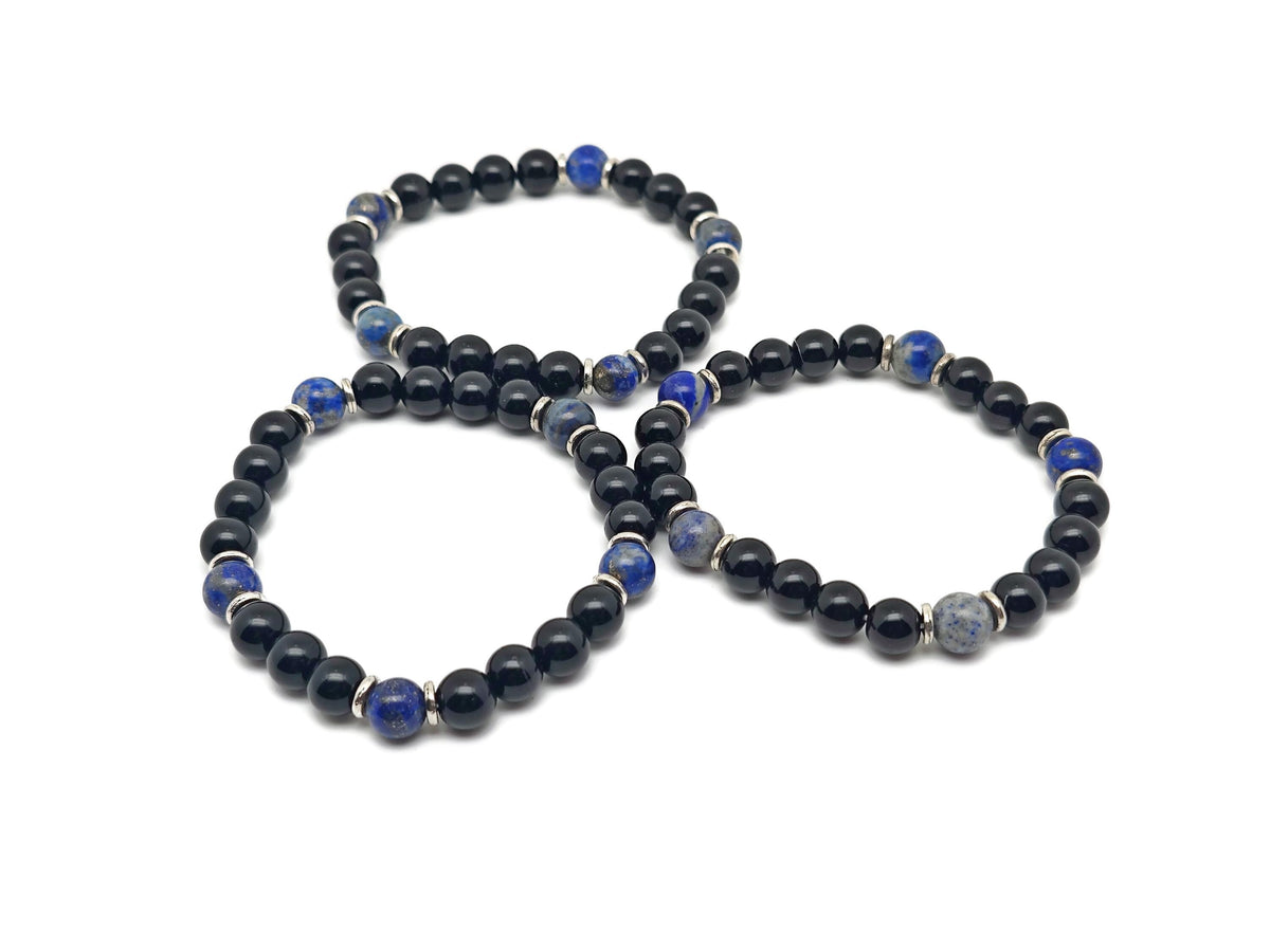 Handmade Dear Dad gemstone bracelet with colorful beads and adjustable cord, intended as an intention bracelet by GemstoneGO.