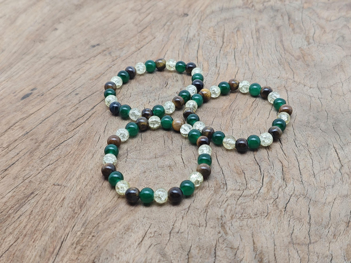 Handmade gemstone bracelet with colorful beads, designed for self-esteem and positive intentions by GemstoneGO.