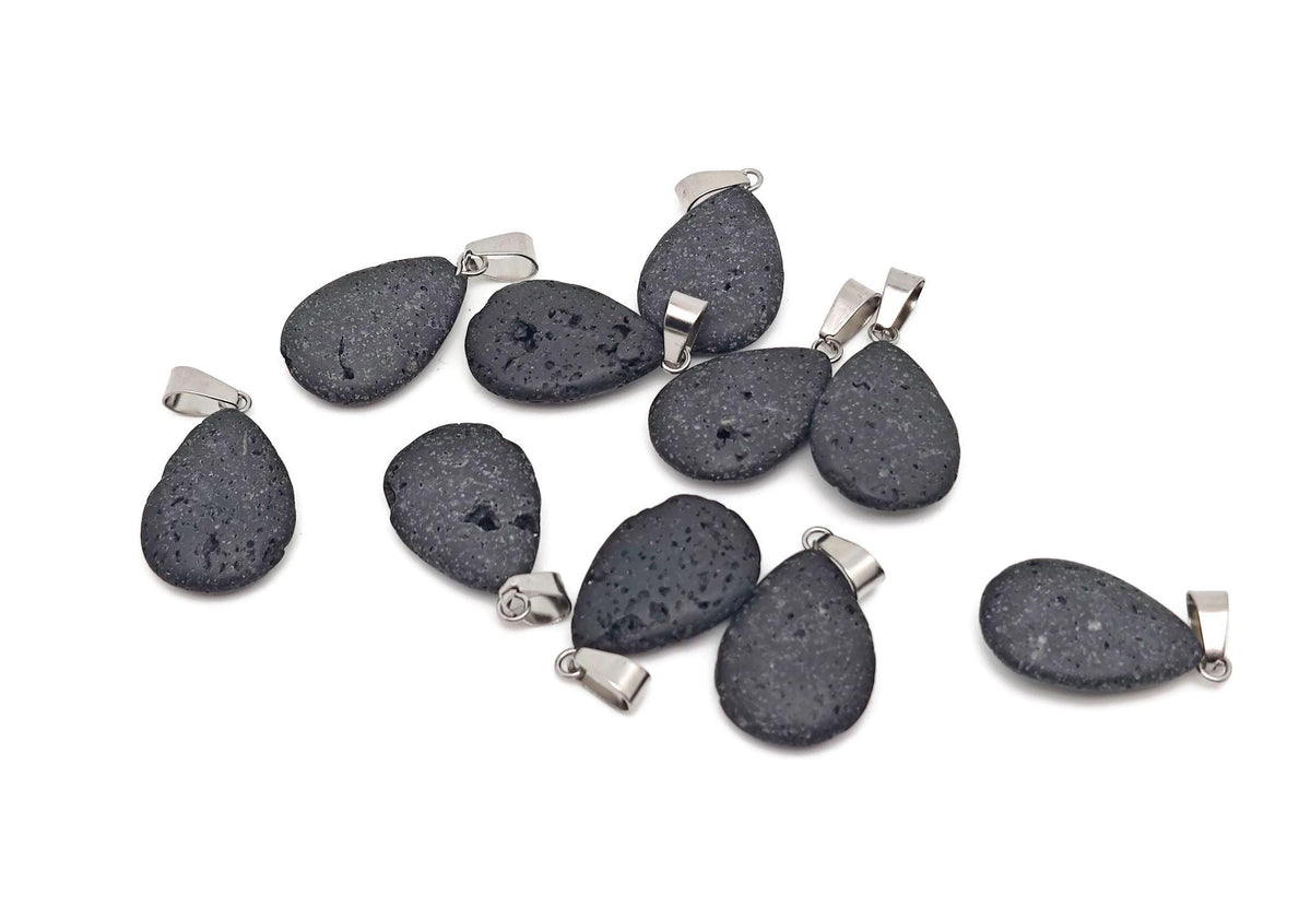 Lava crystal pendant featuring a spiritual stone from GemstoneGO, showcasing a dark, textured volcanic lava crystal necklace.
