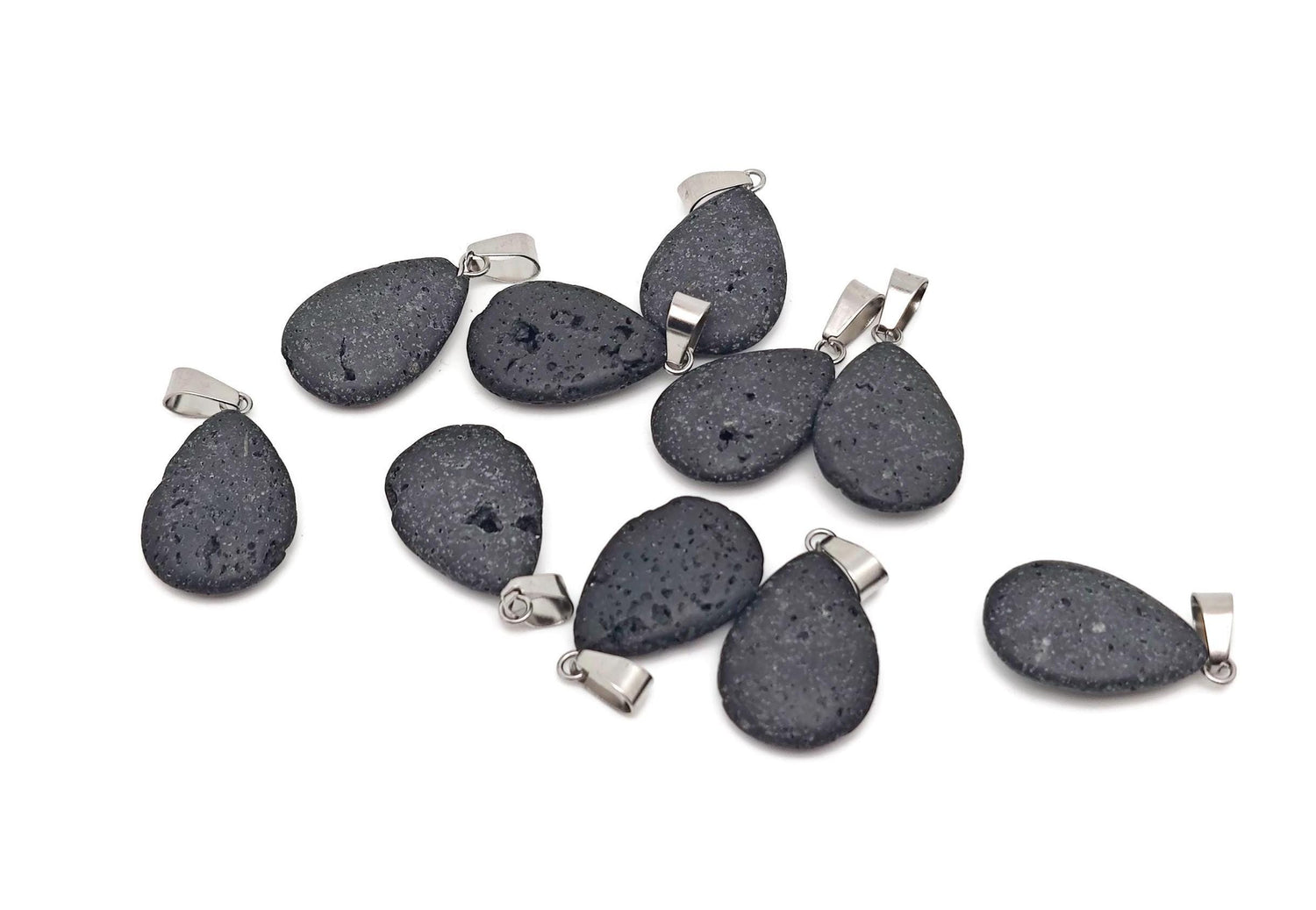 Lava crystal pendant featuring a spiritual stone from GemstoneGO, showcasing a dark, textured volcanic lava crystal necklace.