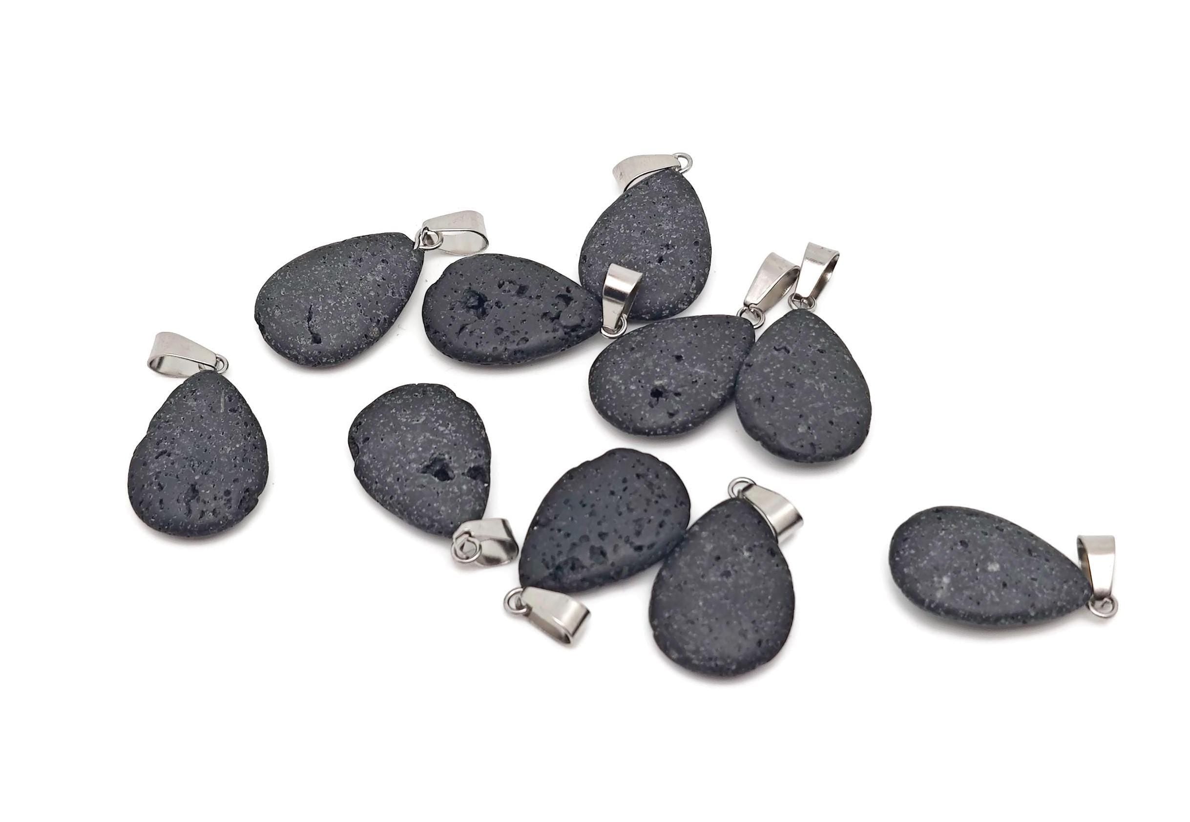 Lava crystal pendant featuring a spiritual stone from GemstoneGO, showcasing a dark, textured volcanic lava crystal necklace.