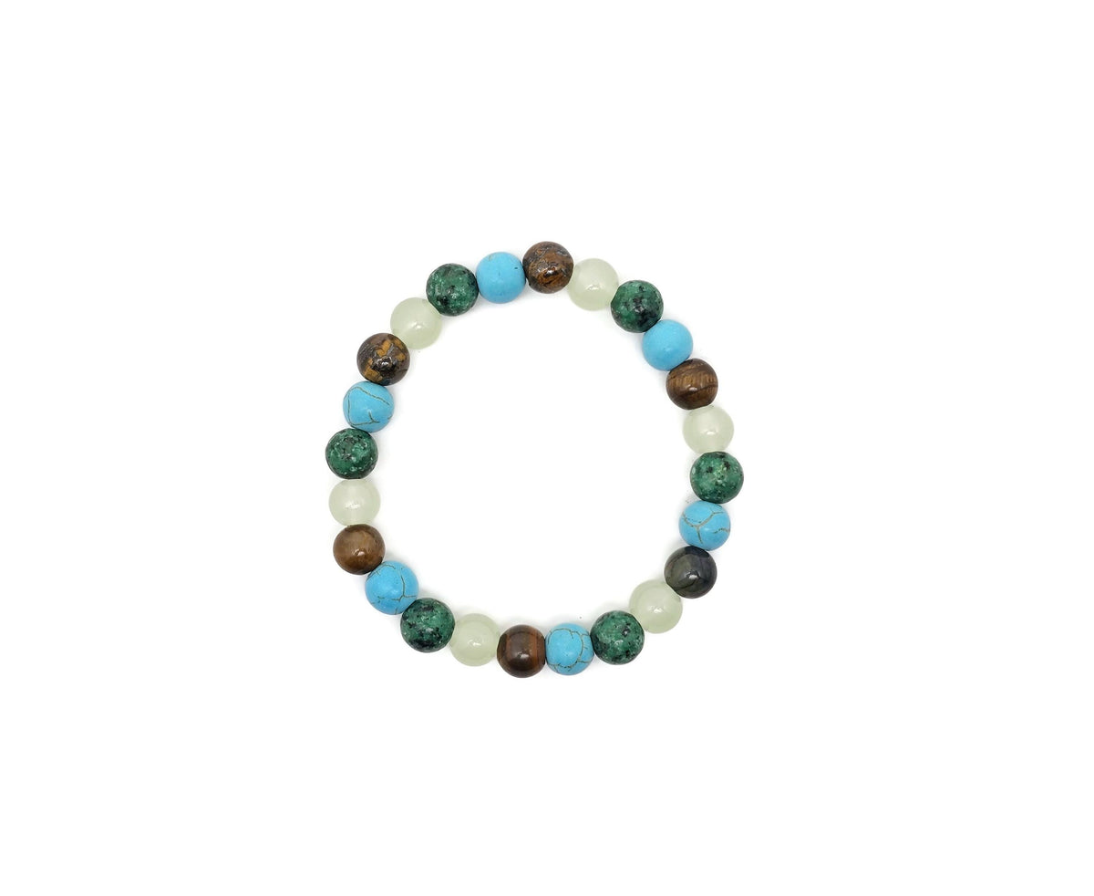 Handmade gemstone bracelet with colorful crystals, designed for healing and positive intentions, by GemstoneGO.