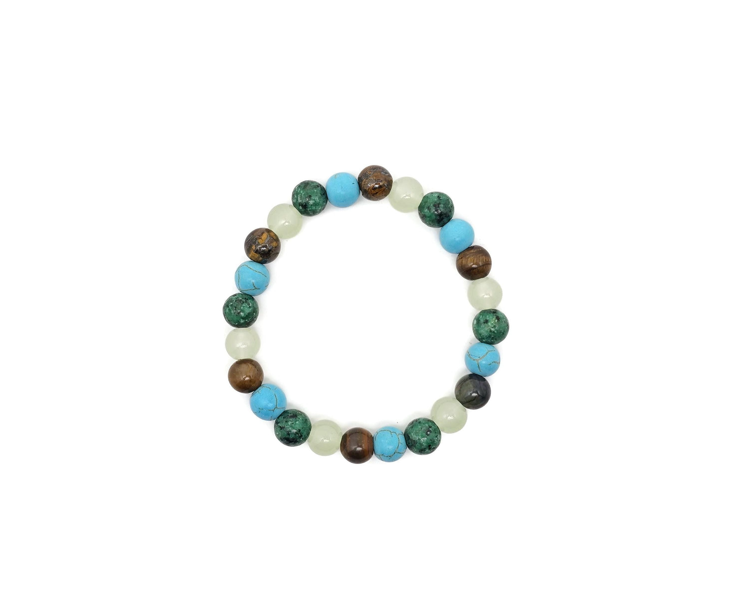 Handmade gemstone bracelet with colorful crystals, designed for healing and positive intentions, by GemstoneGO.