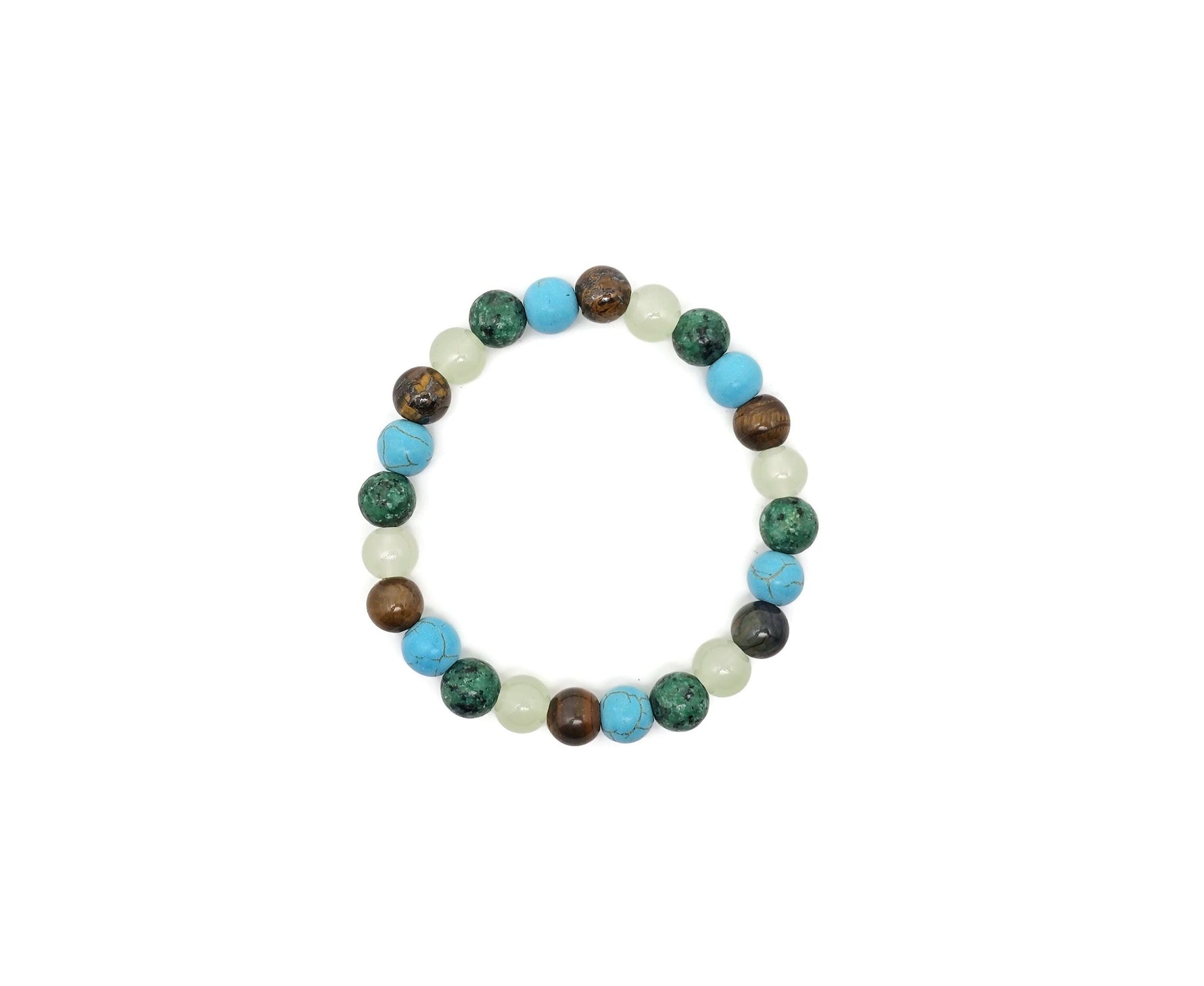 Handmade gemstone bracelet with colorful crystals, designed for healing and positive intentions, by GemstoneGO.