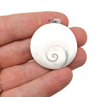 Shiva shell gemstone pendant from GemstoneGO featuring a polished shell pendant with intricate natural patterns.