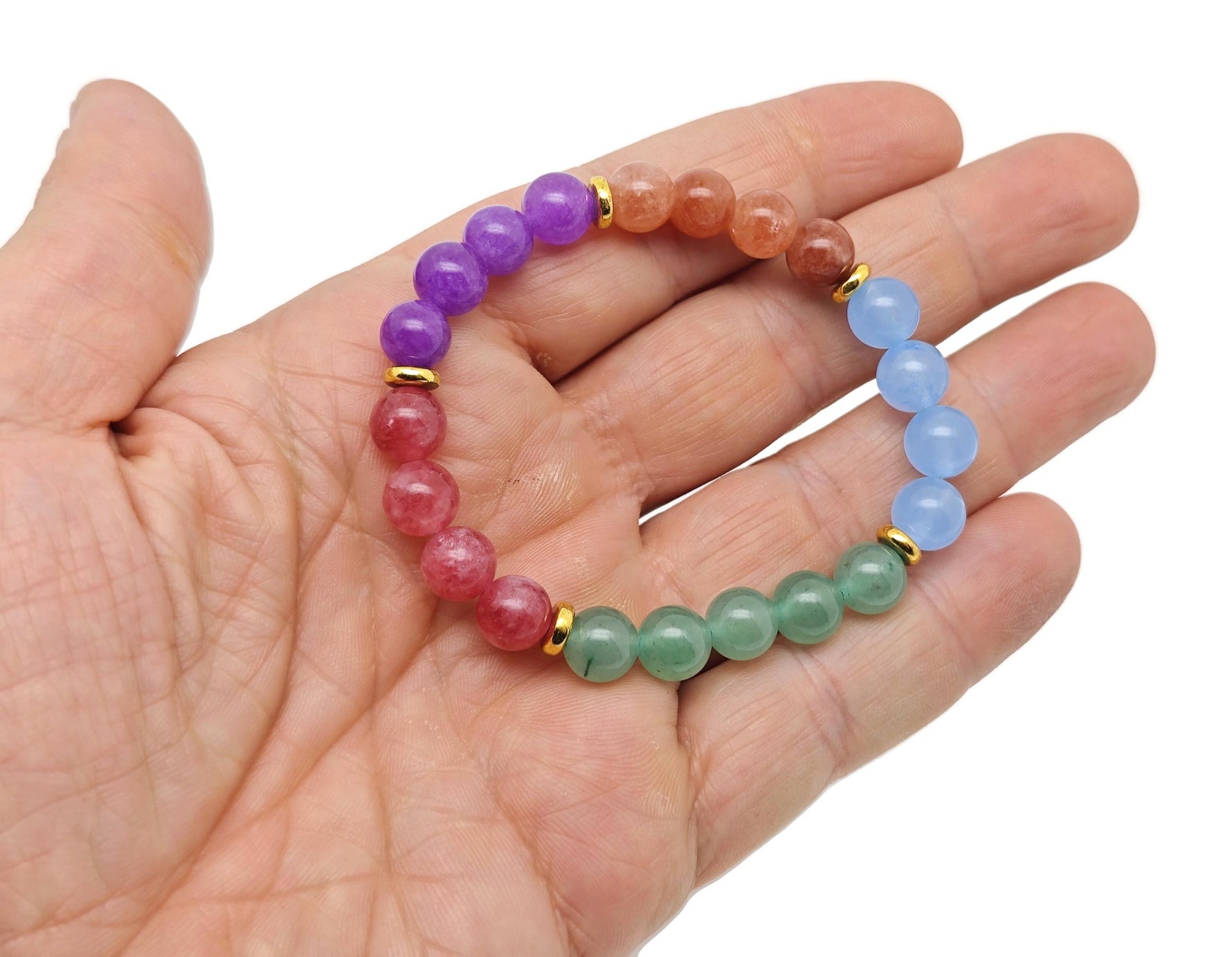 Handmade gemstone bracelet with colorful beads, designed as an intention bracelet by GemstoneGO.