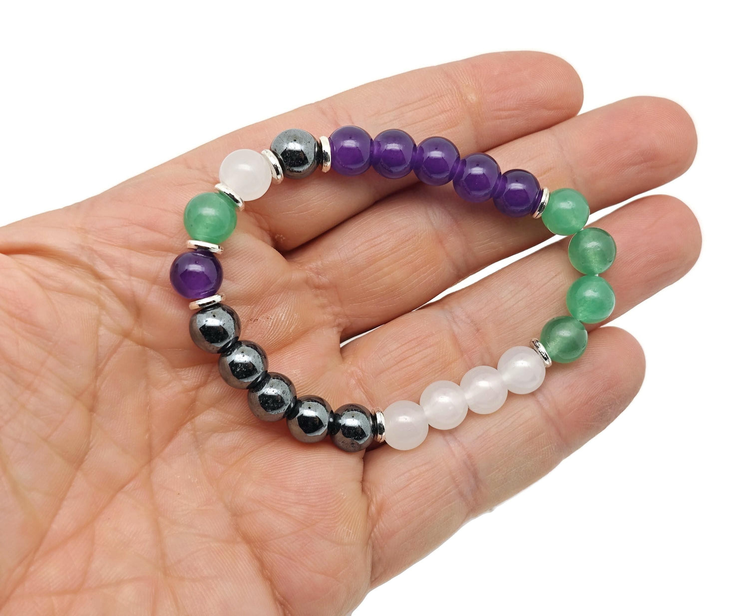 Handmade gemstone bracelet with colorful beads, designed for inner strength and positive intentions, by GemstoneGO.