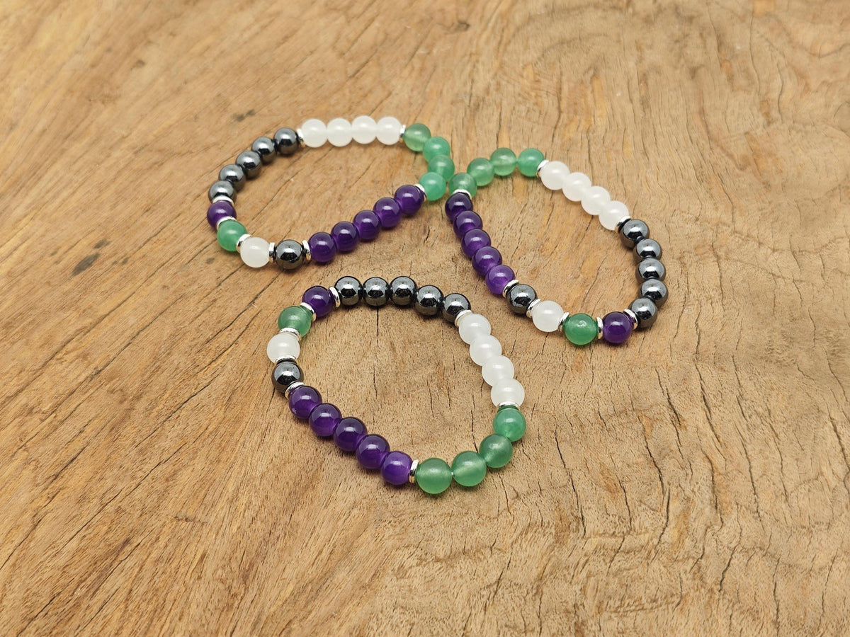 Handmade gemstone bracelet with colorful beads, showcasing inner strength and intention, designed by GemstoneGO.