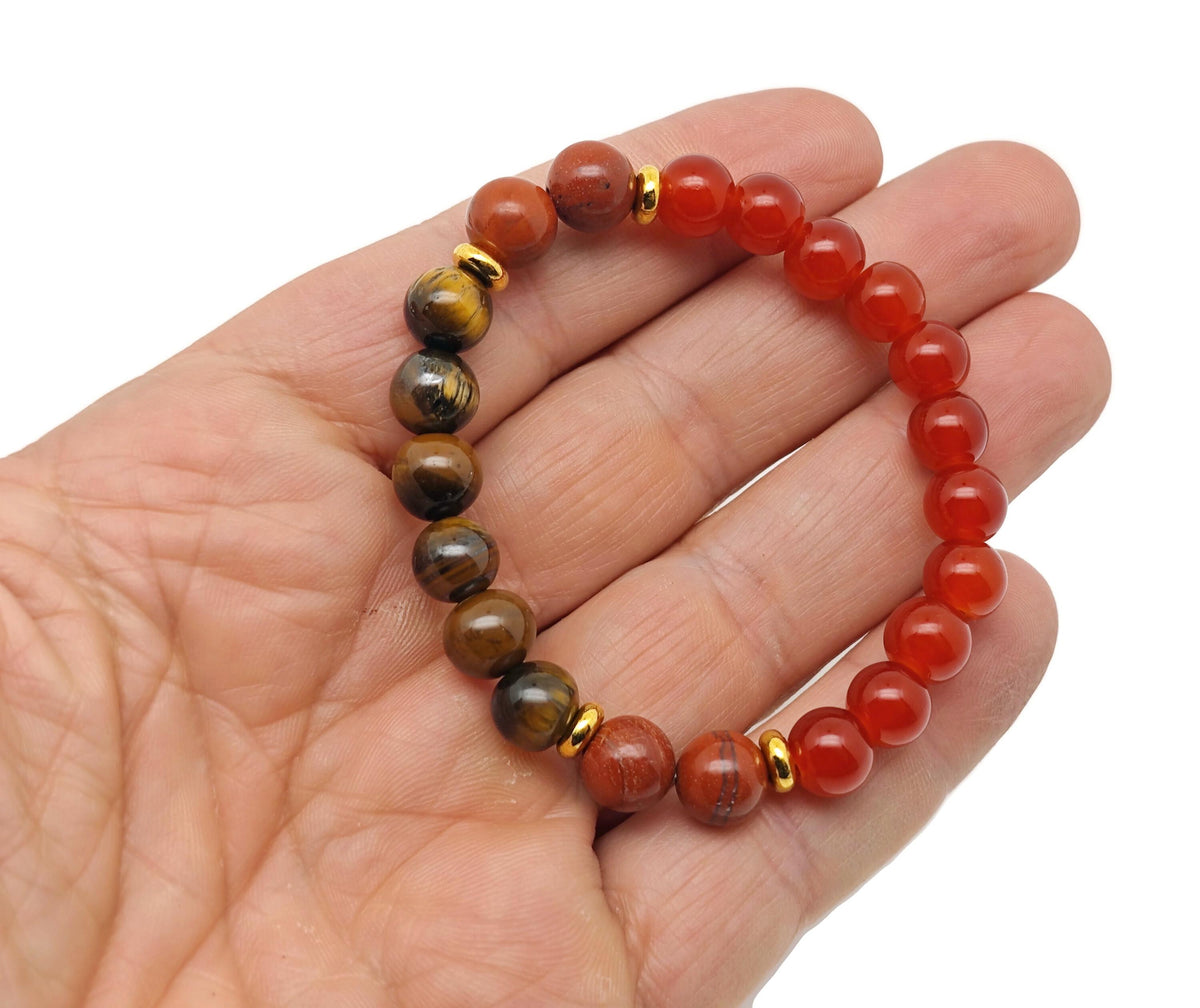 Handmade gemstone stability bracelet by GemstoneGO featuring colorful beaded design and adjustable cord for balance and intention.