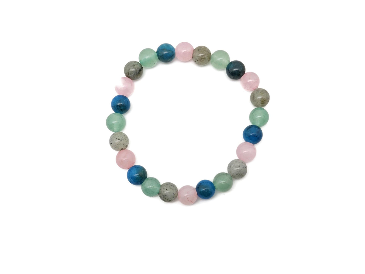 Handmade Wisdom gemstone bracelet featuring colorful beads and natural stones, designed for intention and mindfulness.