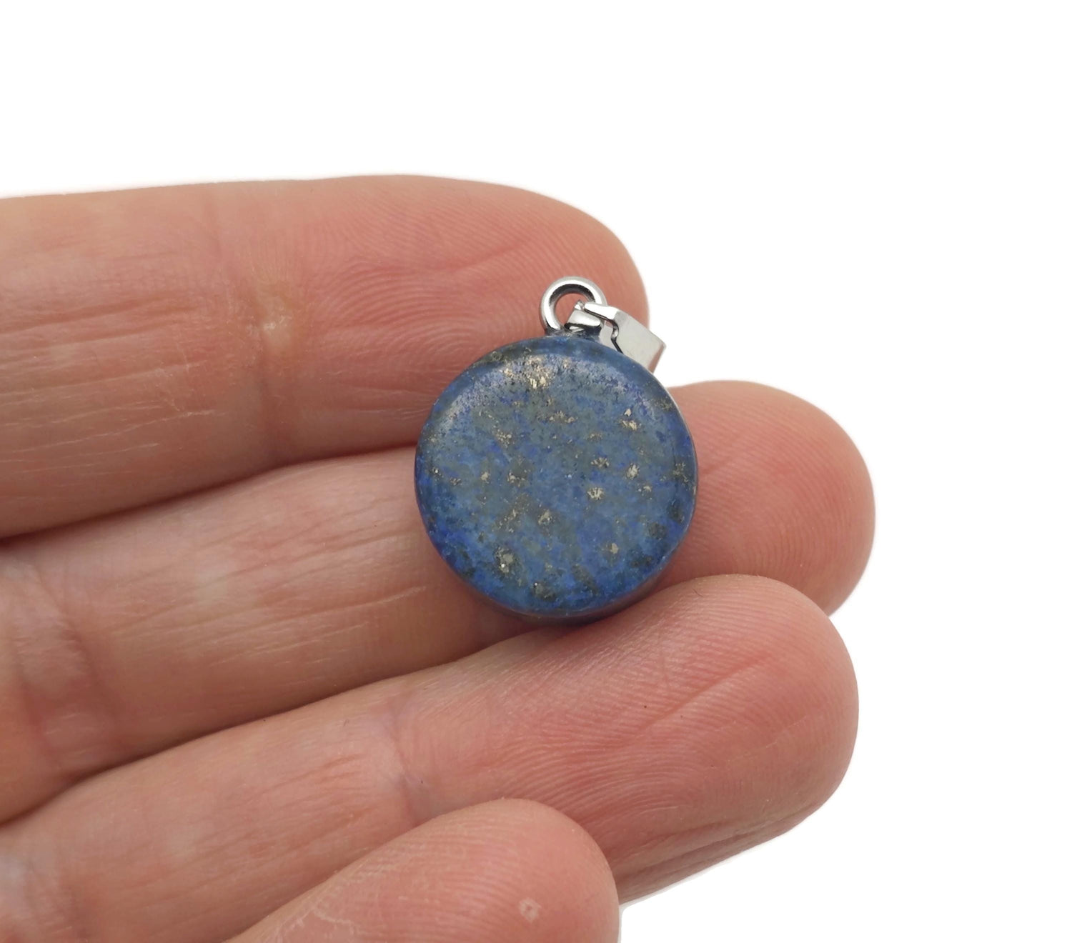 Pendentifs ronds plats en lapis-lazuli - Pièce ronde en cristal - Pierre précieuse non montée - Cabochon - Pierre précieuse ronde faite main - NC1688