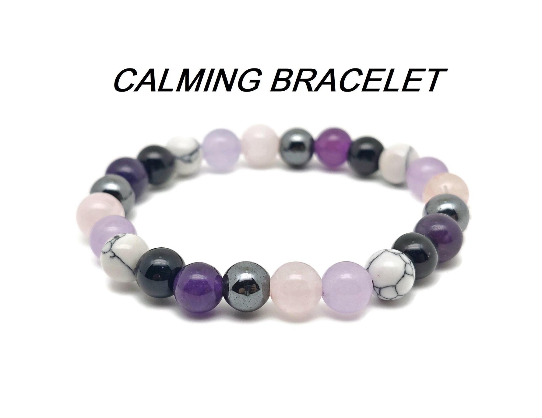 Handmade Calming Gemstone Bracelet with assorted colorful stones, designed for positive intentions and stress relief.