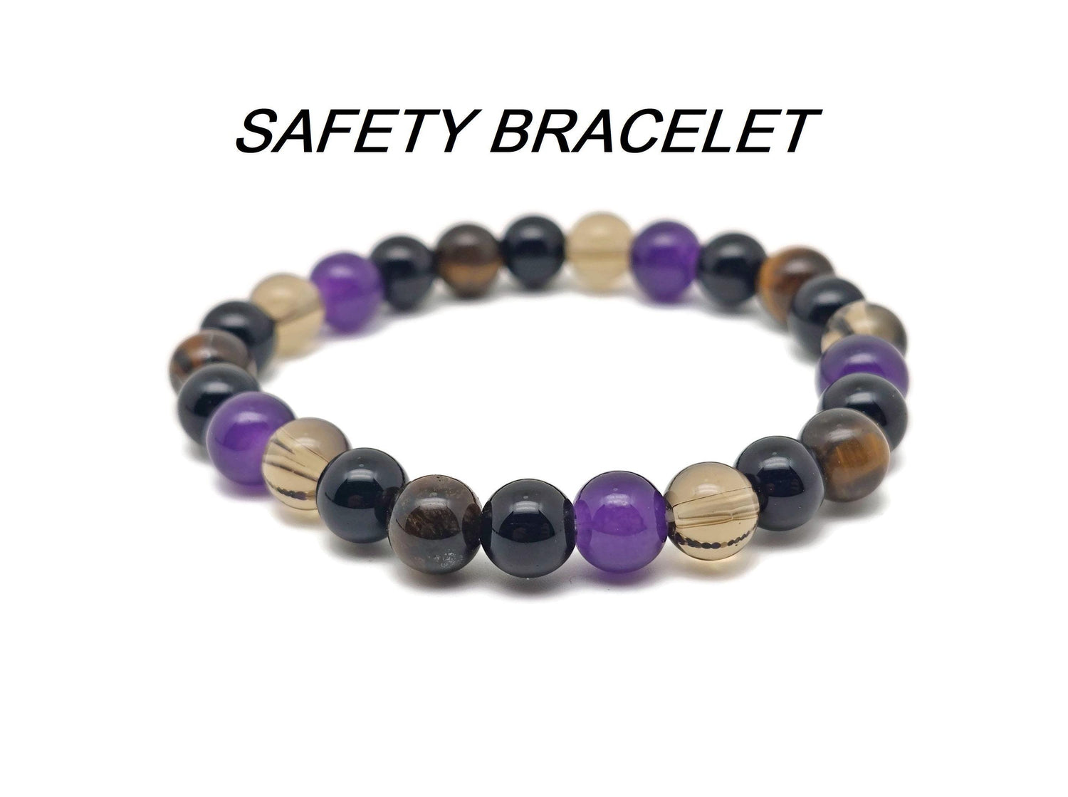 Handmade gemstone safety bracelet with colorful beads, designed as an intention bracelet by GemstoneGO.