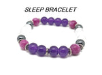 Handmade gemstone sleep bracelet with natural stones and intention accents, designed for relaxation and restful sleep by GemstoneGO.