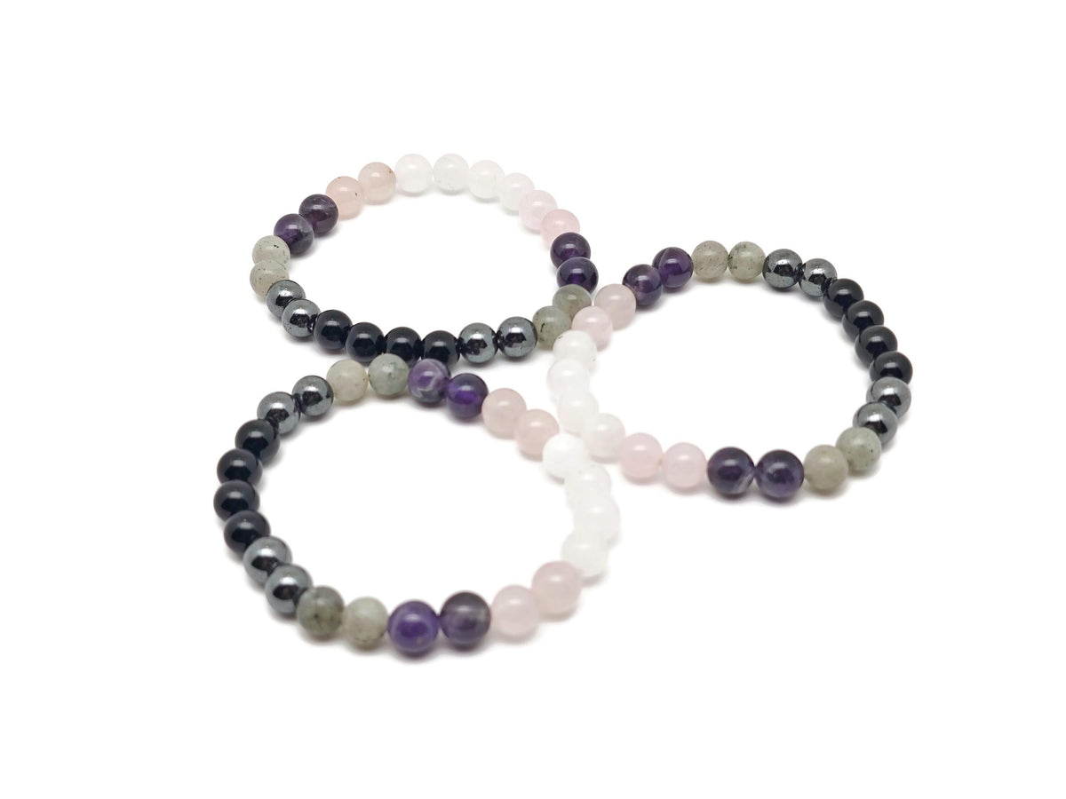 Handmade Empath Protection gemstone bracelet with natural beads, designed for emotional shielding and intention setting.