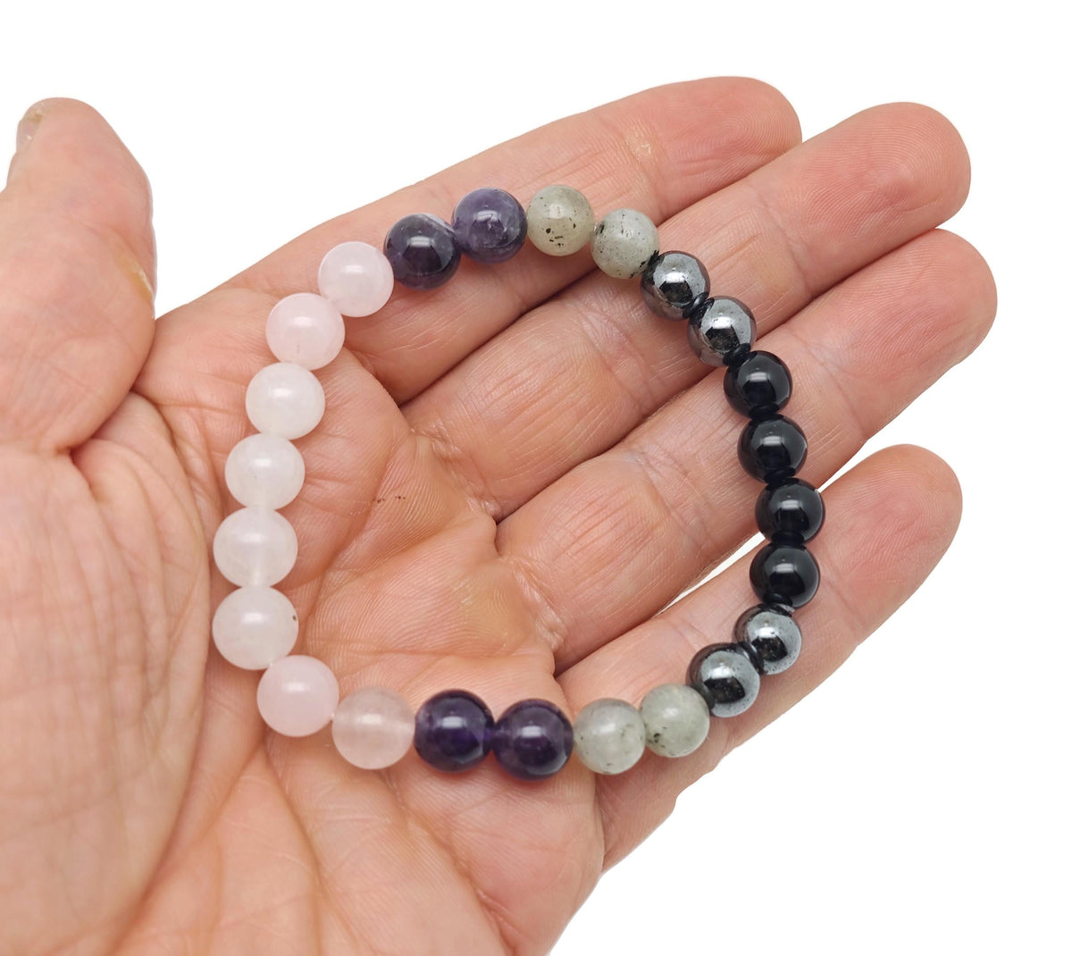 Handmade Empath Protection gemstone bracelet with colorful beads, designed for positive intention and emotional shielding.