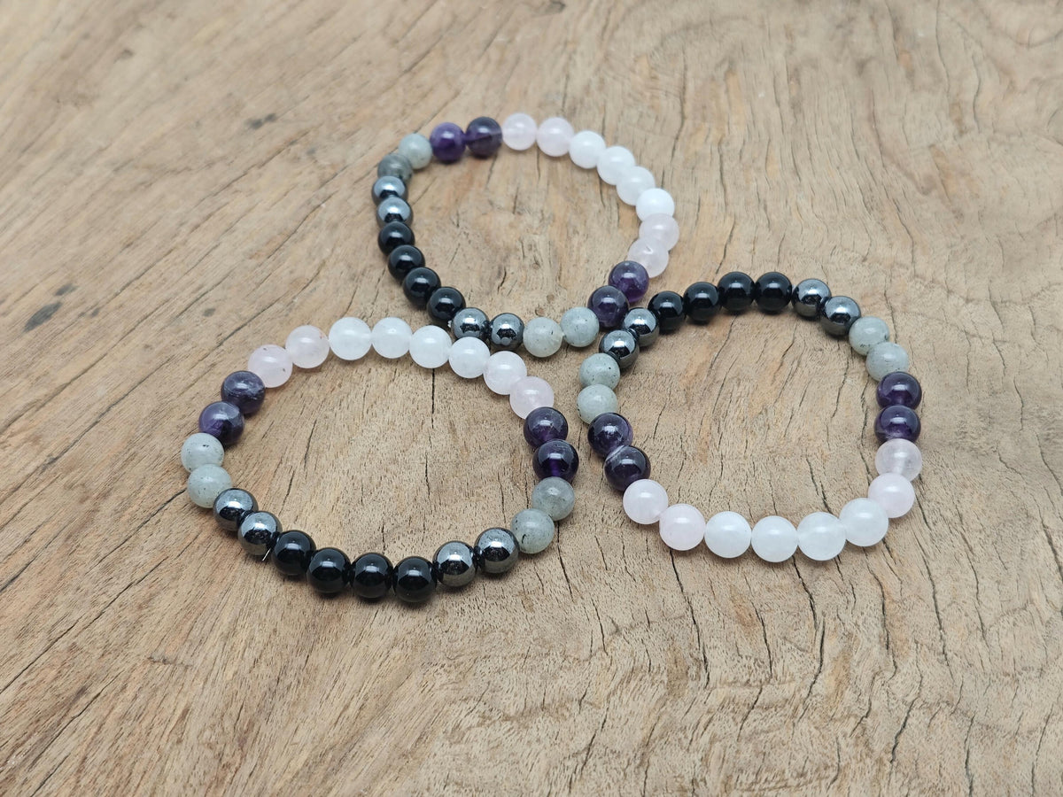 Handmade Empath Protection gemstone bracelet with colorful beads, designed to promote emotional balance and positive energy.