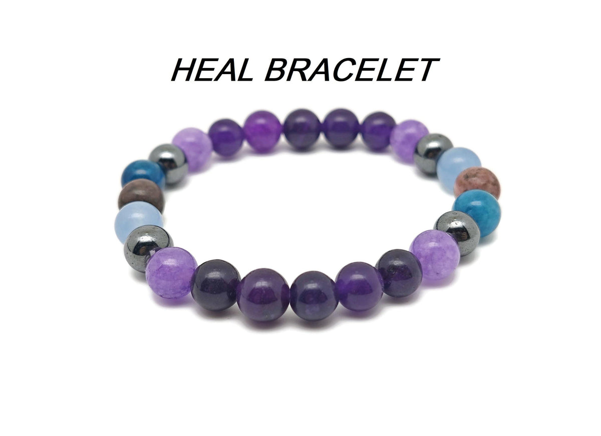 Handmade Heal gemstone bracelet with colorful stones, designed for positive intention and healing purposes.