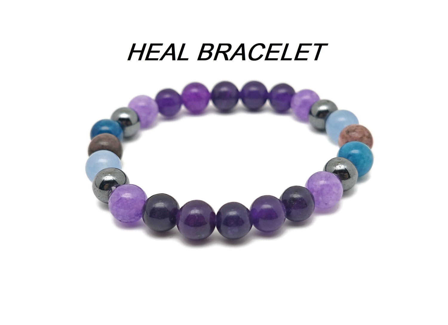 Handmade Heal gemstone bracelet with colorful stones, designed for positive intention and healing purposes.
