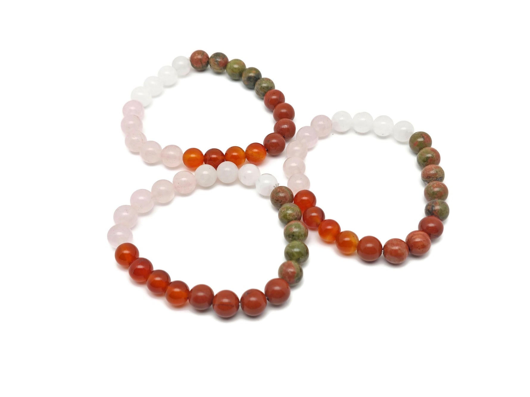 Handmade fertility gemstone bracelet with colorful stones, designed as an intention bracelet by GemstoneGO.