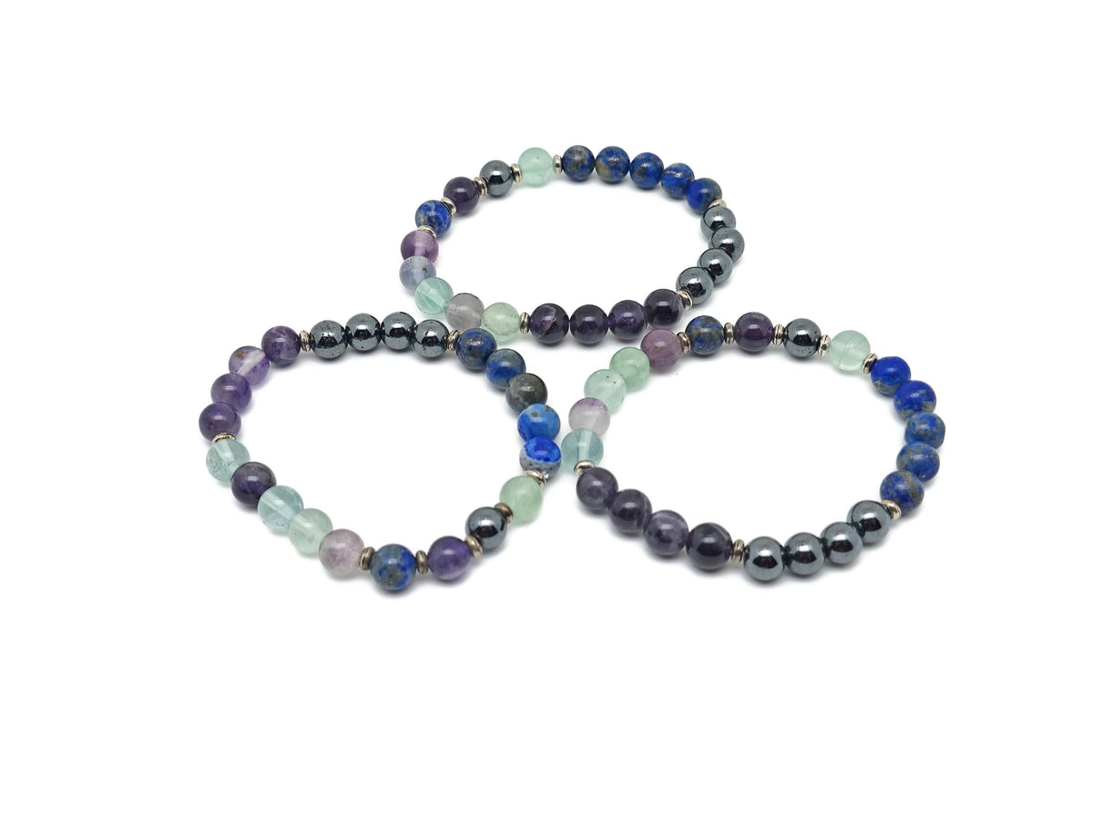 Handmade gemstone memory bracelet with colorful beads and a charm, designed for intention setting by GemstoneGO.