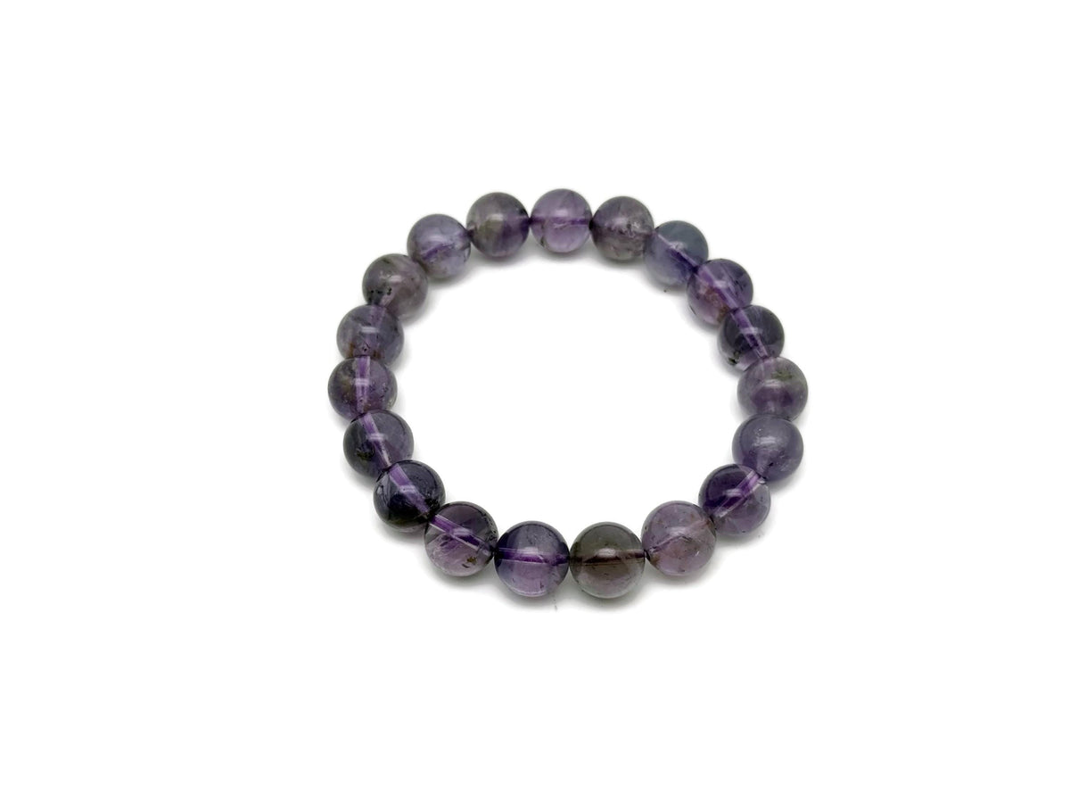 Amethyst beaded crystal bracelet by GemstoneGO with stretchy design, suitable for men and women, featuring polished purple stones.