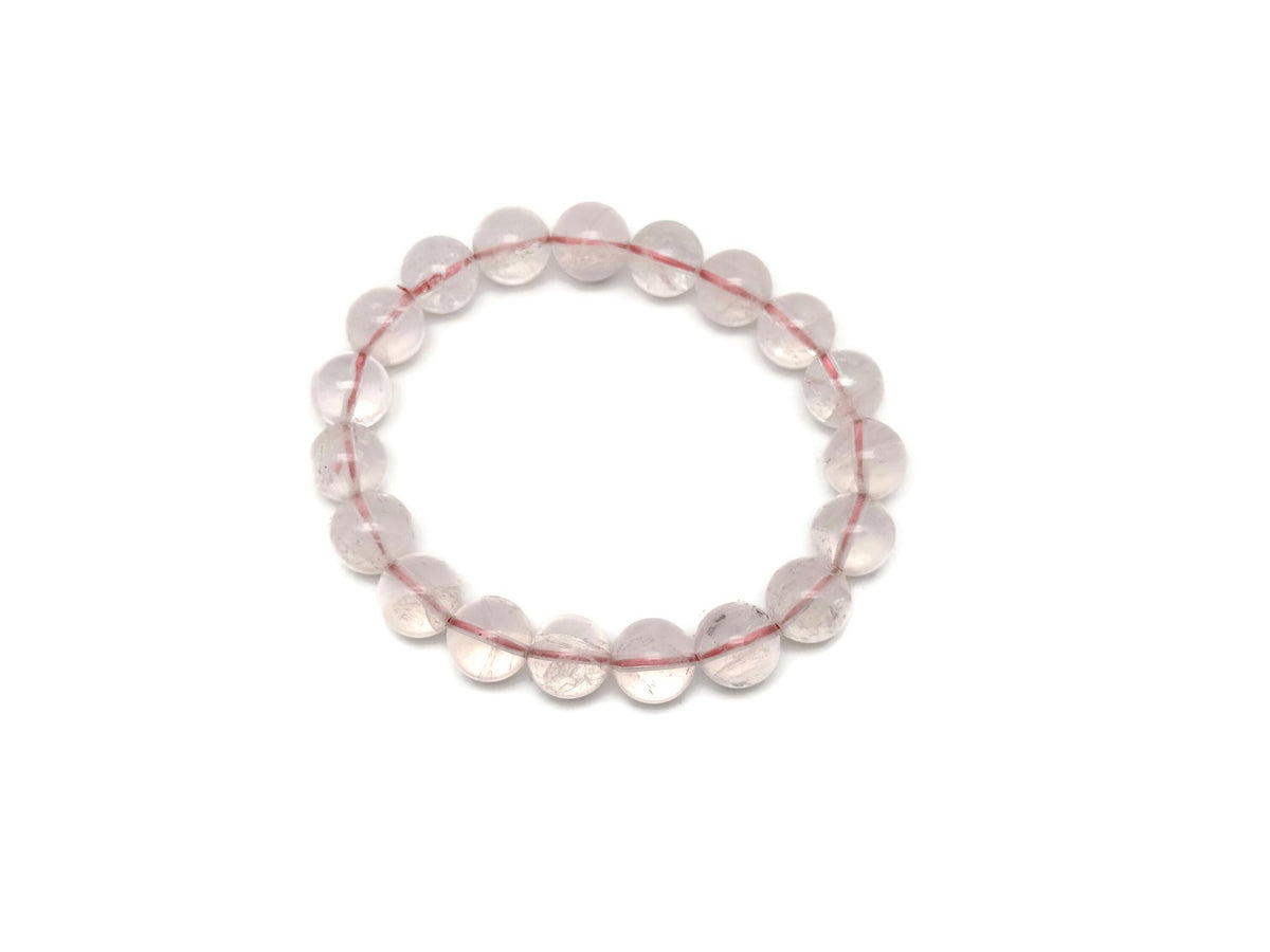 Rose Quartz beaded crystal bracelet by GemstoneGO, stretchy design for men and women, ideal for crystal healing.
