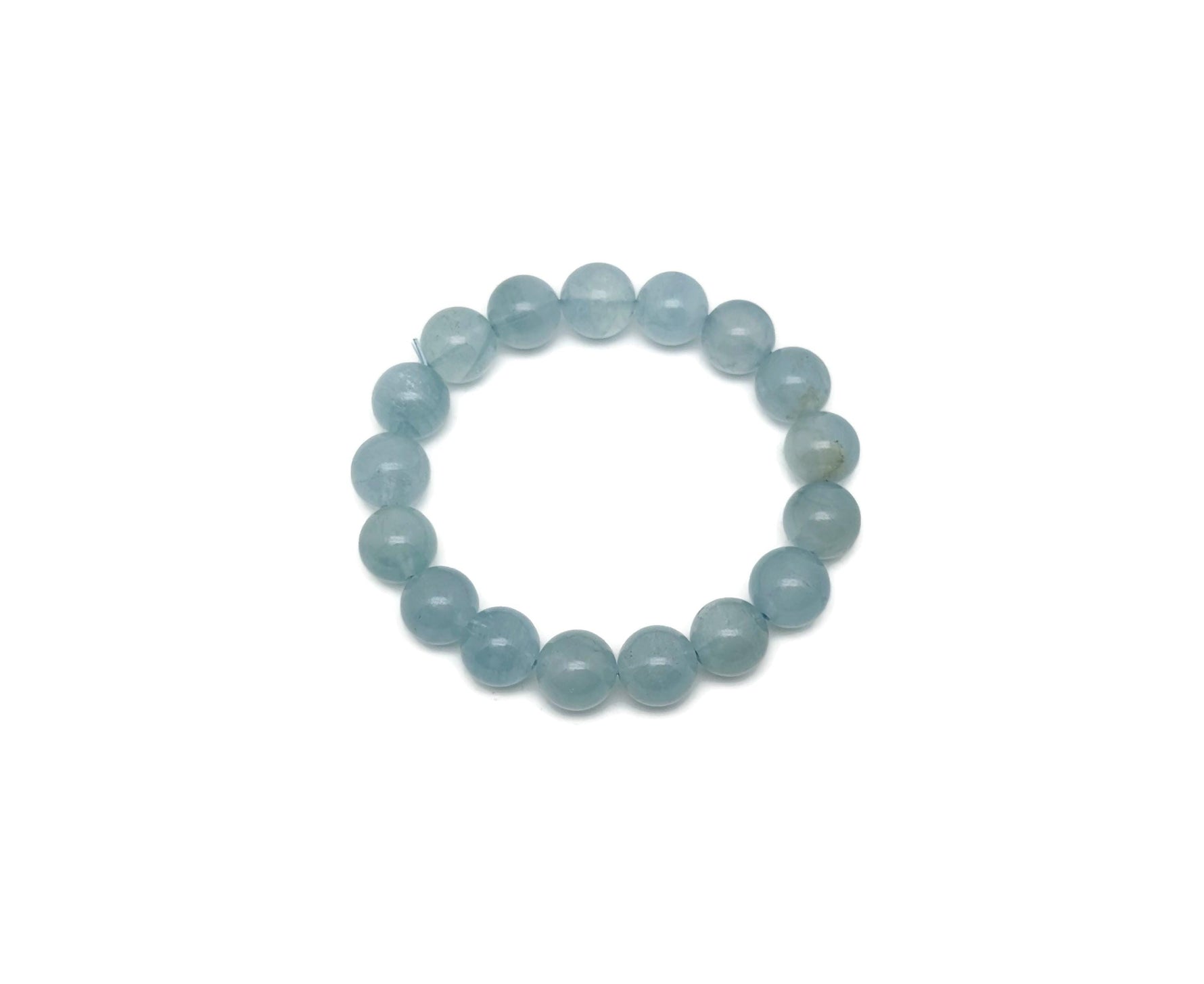 Aquamarine beaded crystal bracelet for men and women with stretchy design, featuring healing crystal stones from GemstoneGO.