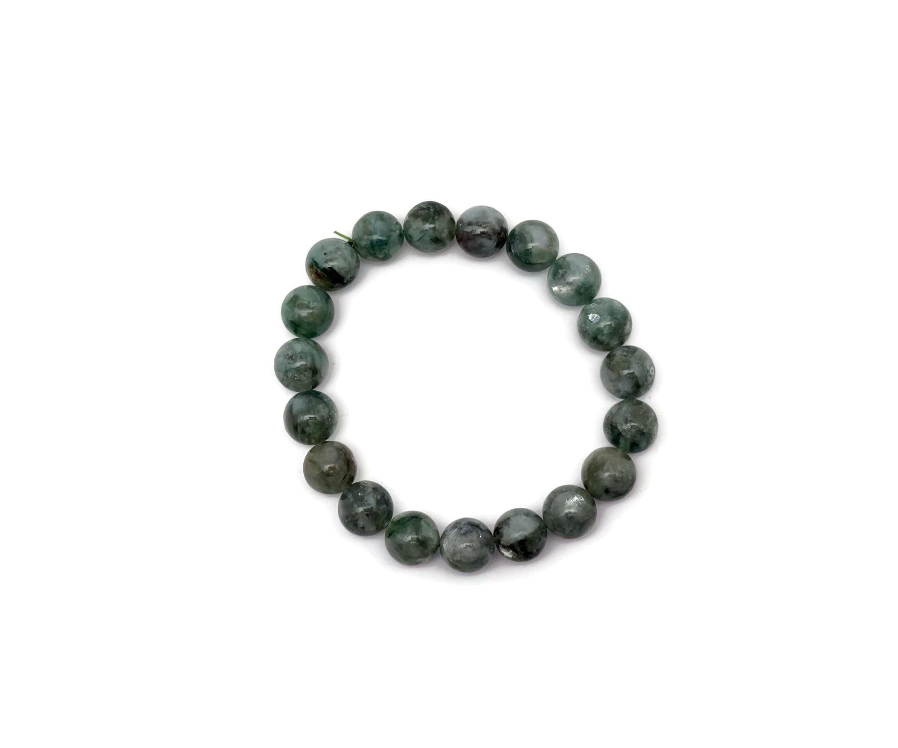 Chlorite beaded crystal bracelet for men and women with stretchy design, gemstone healing stones by GemstoneGO.