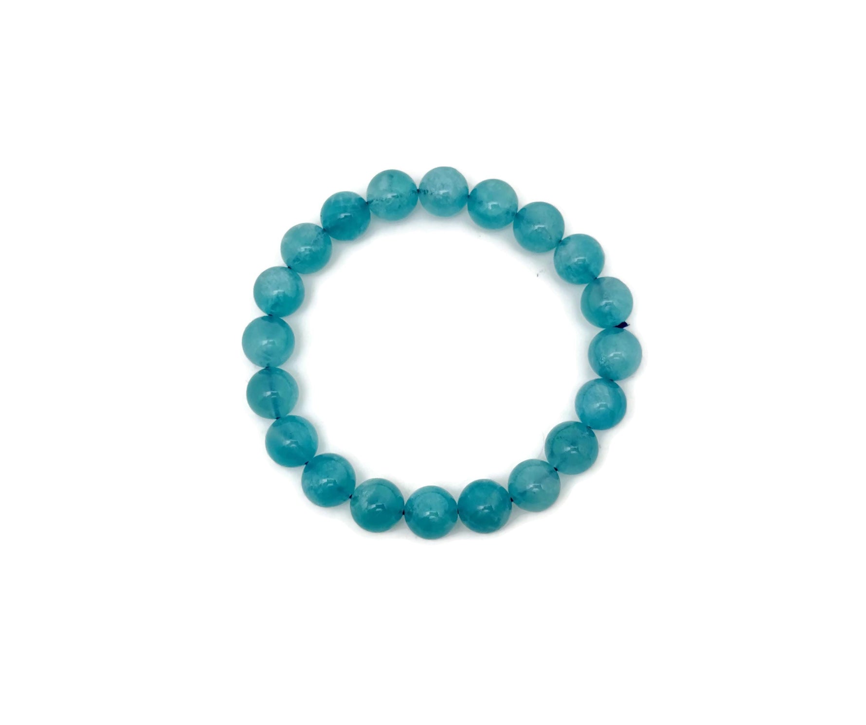 Amazonite beaded crystal bracelet by GemstoneGO, stretchy unisex jewelry for healing and style, featuring polished blue-green stones.