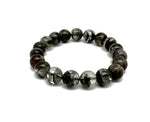 Lodolite Garden Quartz beaded crystal bracelet for men and women, stretchy jewelry with healing properties.