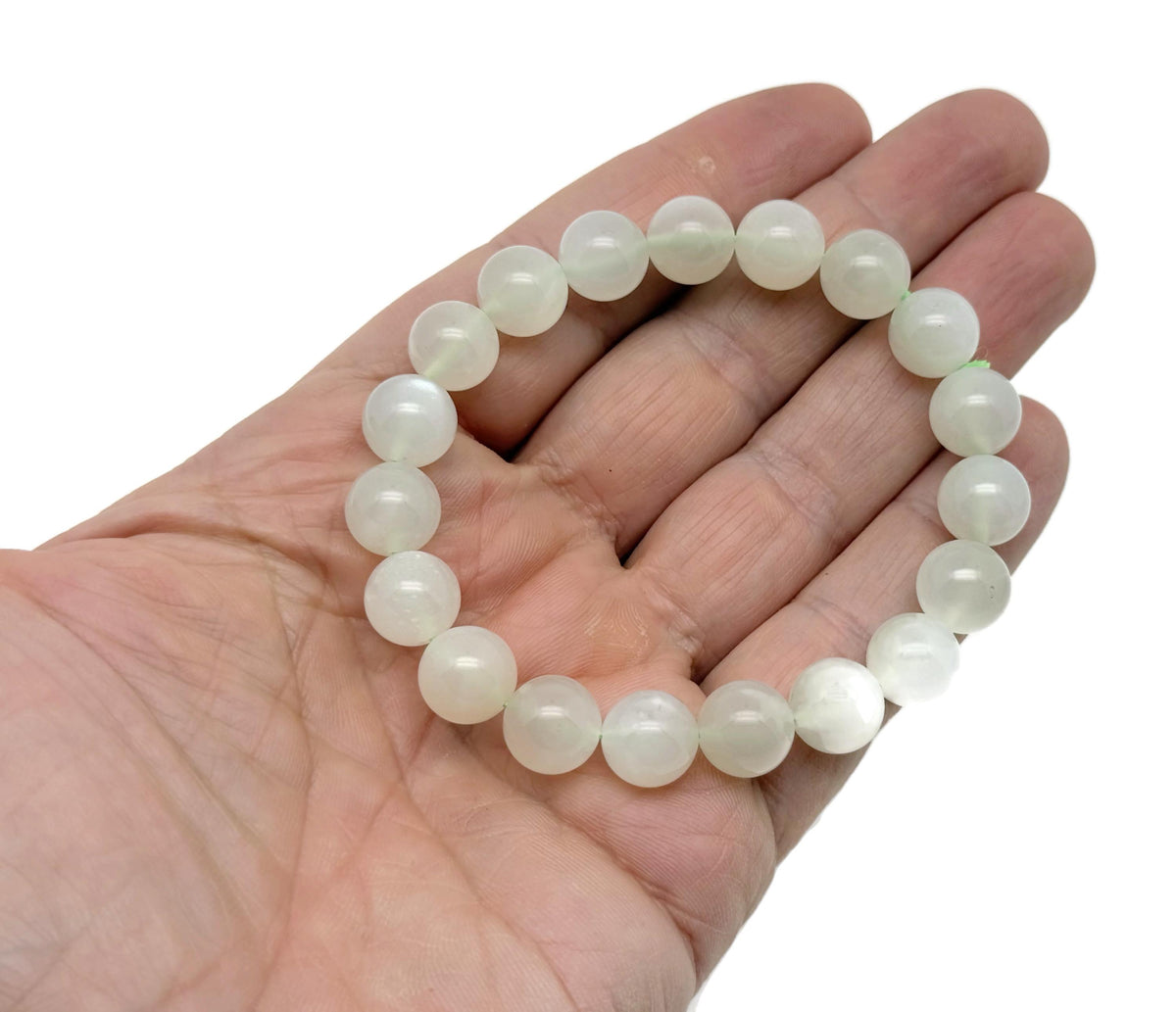 Yellow moonstone beaded crystal bracelet with elastic stretch fit, suitable for men and women, ideal for crystal healing.