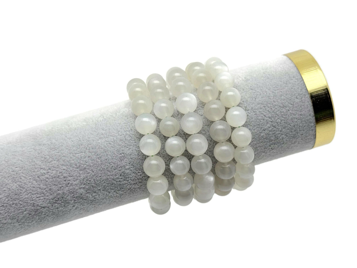 Yellow moonstone beaded crystal bracelet for men and women with a stretchy design, featuring healing AA-quality gemstones.