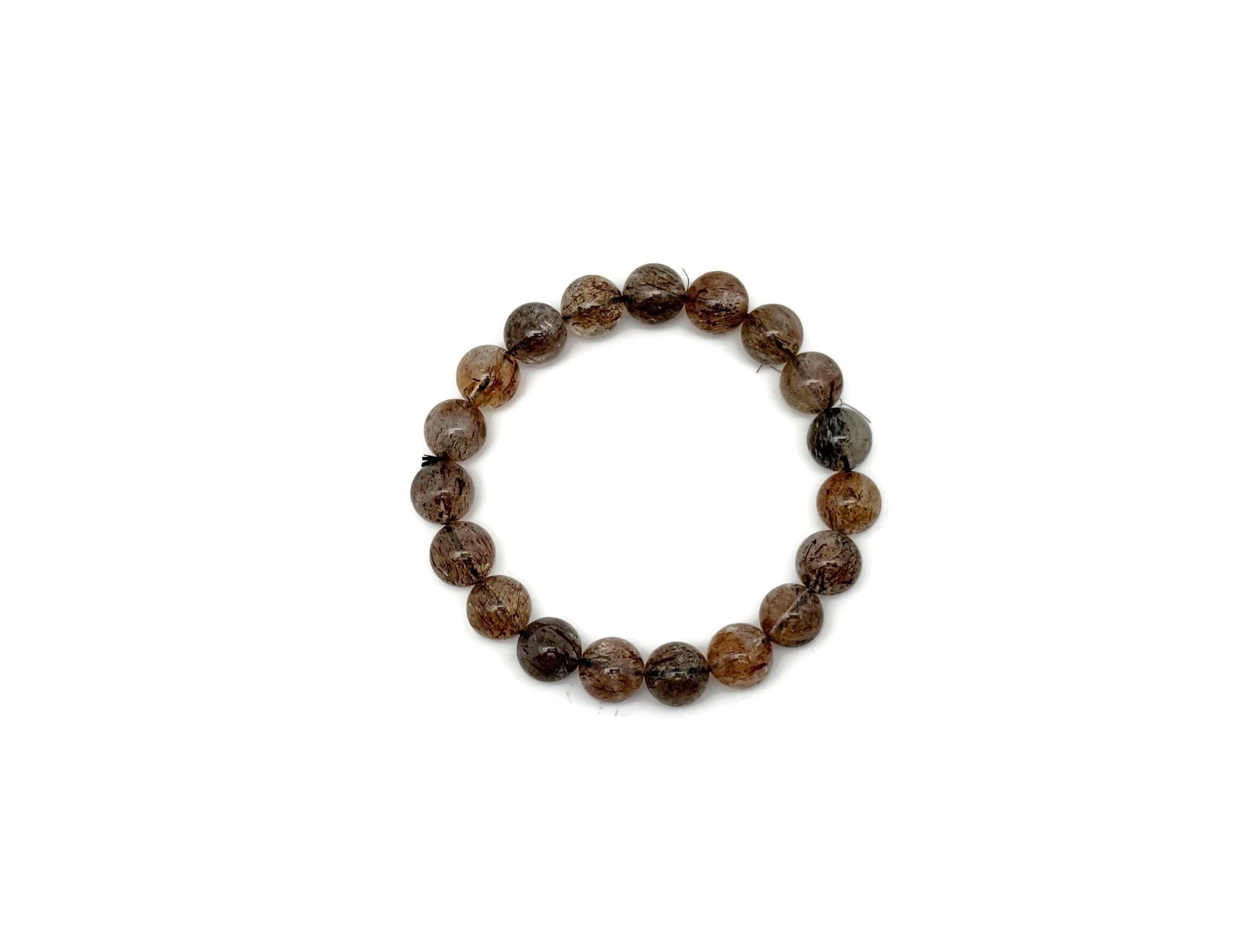Stretchy beaded crystal bracelet for men and women featuring polished Super Seven stones, ideal for crystal healing.