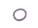 Kunzite beaded crystal bracelet for men and women, stretchy design with polished gemstone beads, suitable for crystal healing.