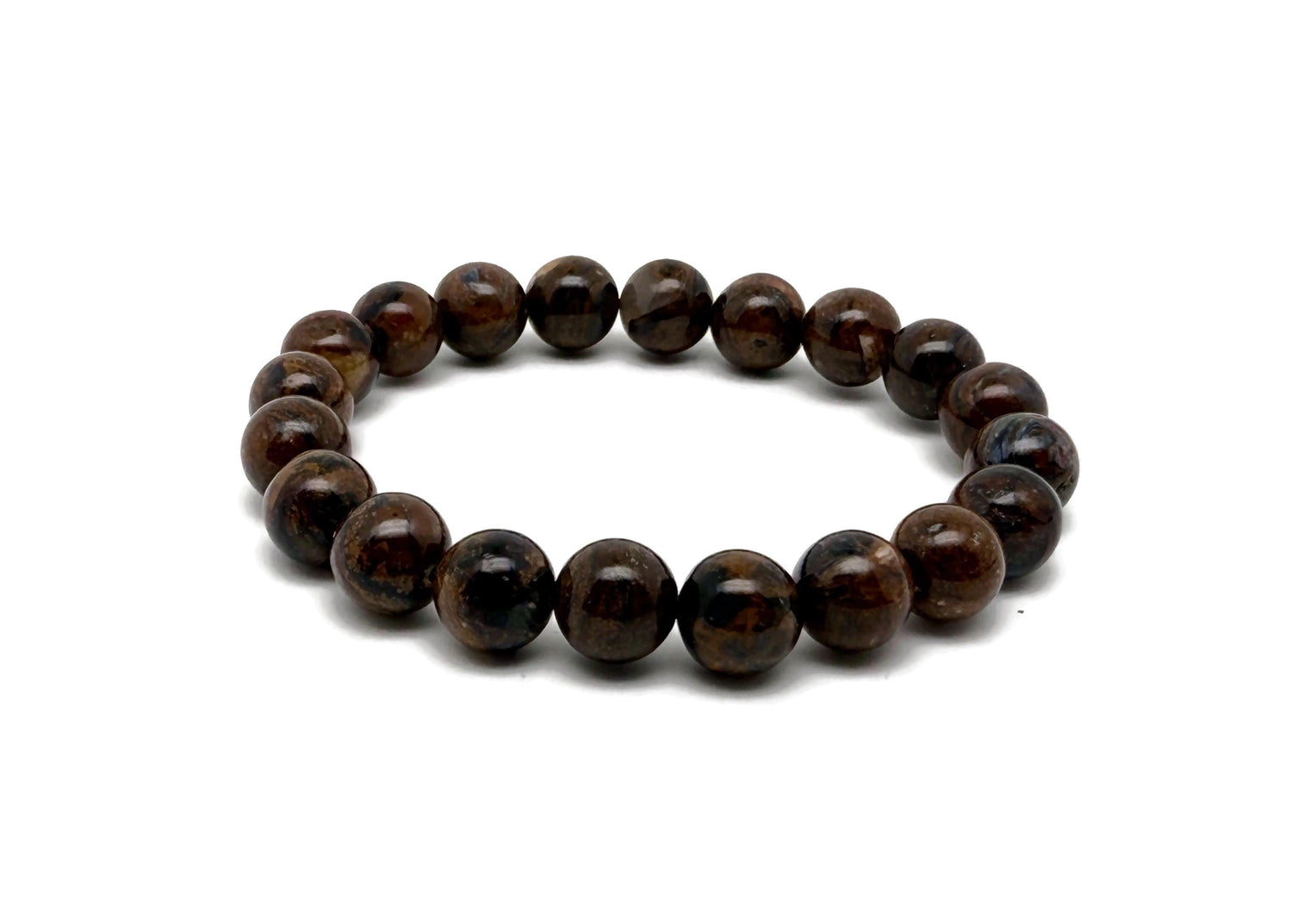 Bronzite beaded crystal bracelet with stretchy design, suitable for men and women, featuring healing crystal stones from GemstoneGO.