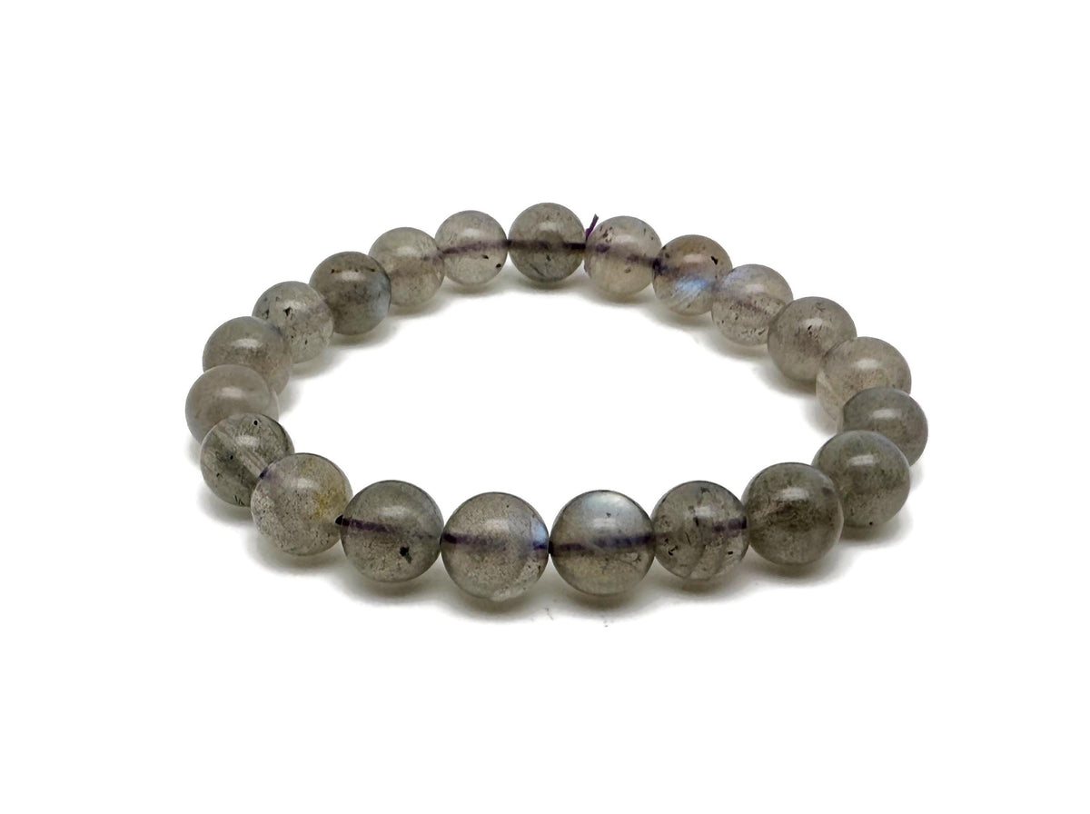 Moonstone beaded crystal bracelet by GemstoneGO, stretchy unisex jewelry for crystal healing with AA1024 stones.