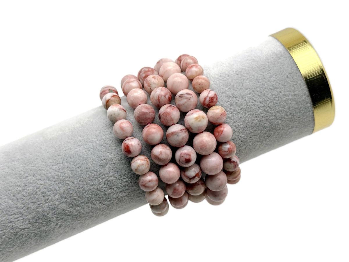 Dali Jasper beaded crystal bracelet for men and women with stretchy band, featuring pork stone beads and gemstone accents.