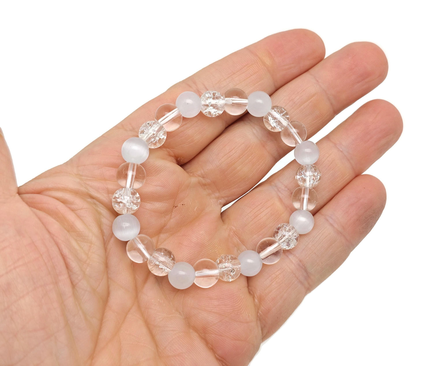 Handmade gemstone bracelet for emotional balance featuring colorful stones on a stretchy cord, designed by GemstoneGO.